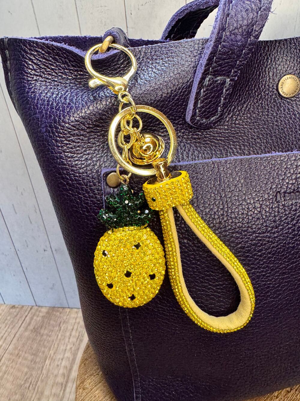 Sparkly Pineapple Purse Charm Sequins Fruit Bag Charm Fun Charm NEW! Fast Ship